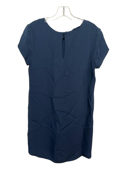 Cuyana Size XS Navy Blue Silk Round Neck Cap Sleeve Back Keyhole Shift Dress Navy Blue / XS