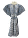 Cleobella Size XS Blue Print Cotton Tie V Neck Short Ruffle Sleeve Dress Blue Print / XS