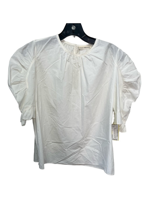 Ulla Johnson Size 0 White Poplin Cotton Round Neck Half Puff Sleeve Top White / 0
