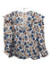 Derek Lam 10 Crosby Size 4 White, Blue & Orange Cotton V Neck Floral Top White, Blue & Orange / 4