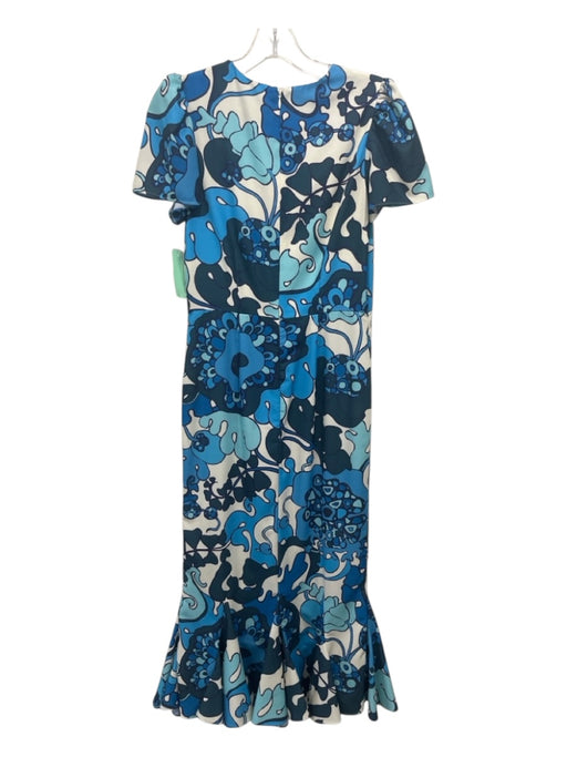 Rhode Size 4 Light Blue, Blue & White Recycled Polyester Short Cap Sleeve Dress Light Blue, Blue & White / 4