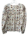 Mason's Daughter Size S Cream, Brown & Blue Linen Blend Floral V Neck Top Cream, Brown & Blue / S