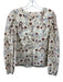 Mason's Daughter Size S Cream, Brown & Blue Linen Blend Floral V Neck Top Cream, Brown & Blue / S