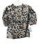 Ulla Johnson Size 2 White, Blue & Orange Cotton Botanical Short Puff Sleeve Top White, Blue & Orange / 2