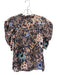 Ulla Johnson Size 2 Pink, Blue & Black Cotton Blend Abstract Botanical Print Top Pink, Blue & Black / 2