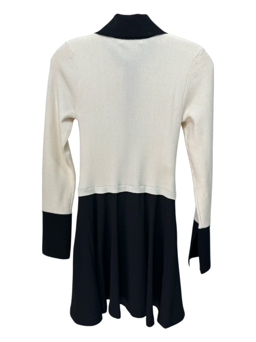 Alice + Olivia Size S Black & White Wool Blend Long Sleeve Ribbed Dress Black & White / S