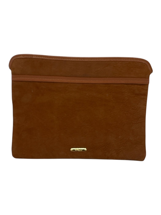 Gigi Brown Leather Top Zipper Pebbled Tassel Clutch Bag Brown / S