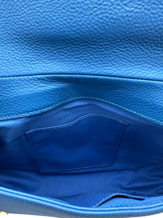 M.I.L.A Blue Pebble Leather Crossbody Strap Magnetic Clasp Bag Blue