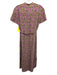 Saloni Size 0 Pink & Multi Silk Button Front Floral Print Short Sleeve Dress Pink & Multi / 0