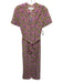 Saloni Size 0 Pink & Multi Silk Button Front Floral Print Short Sleeve Dress Pink & Multi / 0