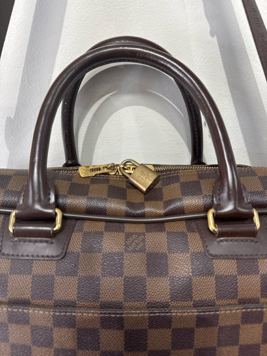 Louis Vuitton Brown & Beige Leather Damier Zip Pockets Men's Bag