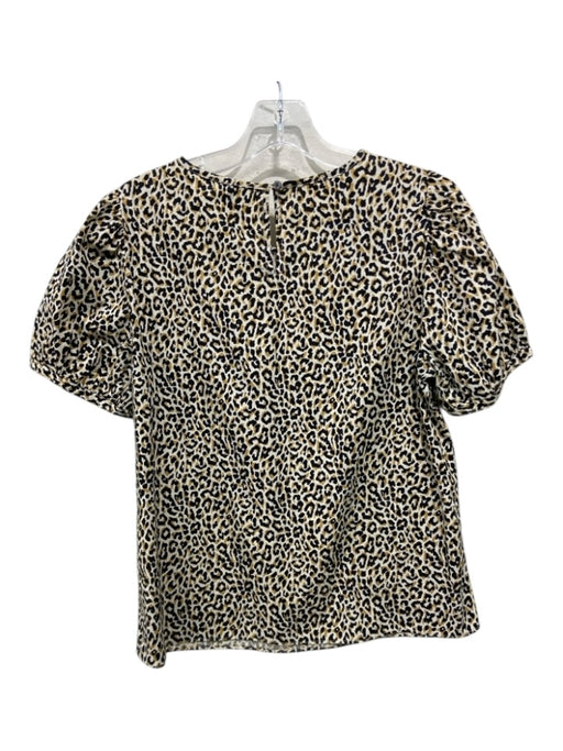 J. Crew Size S Cream, Brown & Black Cotton Animal Print Keyhole Back Top Cream, Brown & Black / S