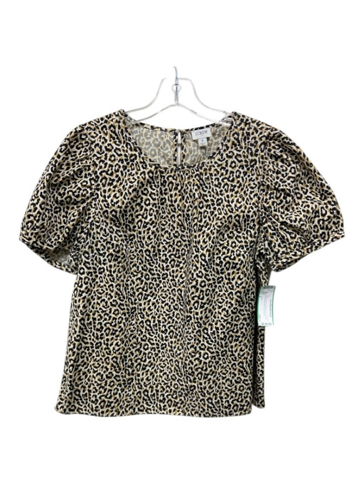 J. Crew Size S Cream, Brown & Black Cotton Animal Print Keyhole Back Top Cream, Brown & Black / S