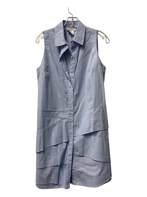 Finley Size Small Blue & White No Fabric Tag Collar Button Front Ruffle Dress Blue & White / Small