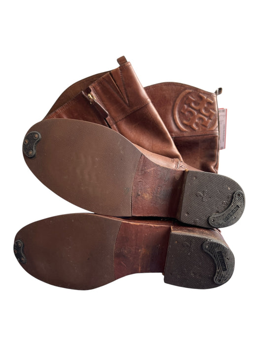 Tory Burch Shoe Size 7.5 Brown Leather round toe Buckle Zipper Boots Brown / 7.5