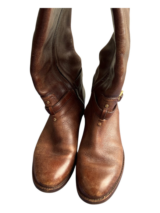 Tory Burch Shoe Size 7.5 Brown Leather round toe Buckle Zipper Boots Brown / 7.5