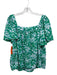 Draper James Size L Green, Blue, White Cotton Blend Short Sleeve Floral Top Green, Blue, White / L