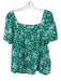 Draper James Size L Green, Blue, White Cotton Blend Short Sleeve Floral Top Green, Blue, White / L