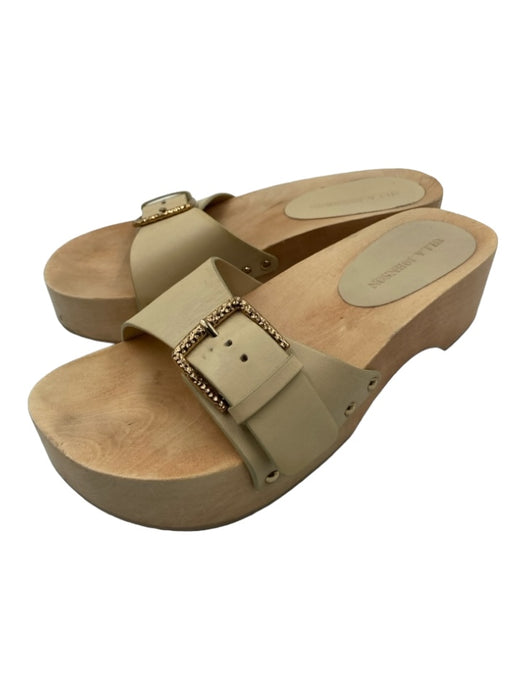 Ulla Johnson Shoe Size 38 Tan Leather Wood Open Toe Buckle Sandals Tan / 38