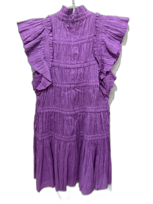 Sea New York Size S/M Purple Shirred High Neck A Line Ruffle Cap Sleeve Dress Purple / S/M