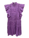 Sea New York Size S/M Purple Shirred High Neck A Line Ruffle Cap Sleeve Dress Purple / S/M