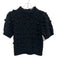 English Factory Size Small Black Short Puff Sleeve Pom Pom Ribbed Sweater Black / Small