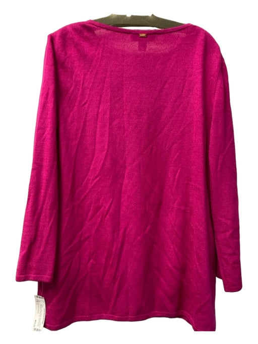 St John Collection Size L Magenta Wool & Rayon Keyhole Front Long Sleeve Tunic Magenta / L