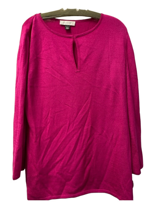 St John Collection Size L Magenta Wool & Rayon Keyhole Front Long Sleeve Tunic Magenta / L