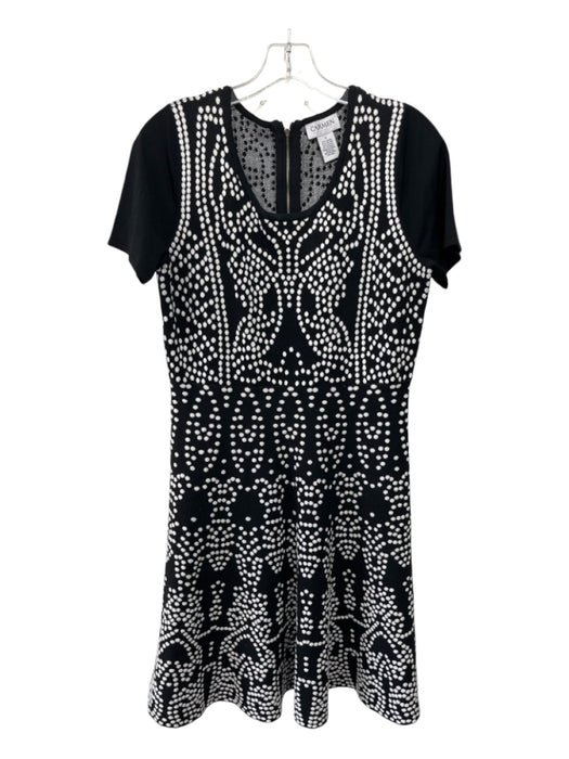 Carmen Carmen Marc Valvo Size L Navy & white Rayon Blend dots Scoop Neck Dress Navy & white / L