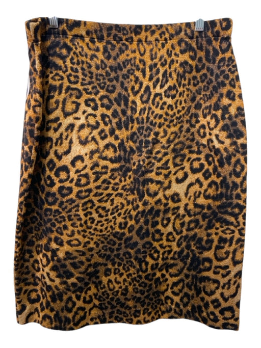 St. John Size L Brown & Black Rayon Blend Animal Print Elastic Waist Skirt Brown & Black / L