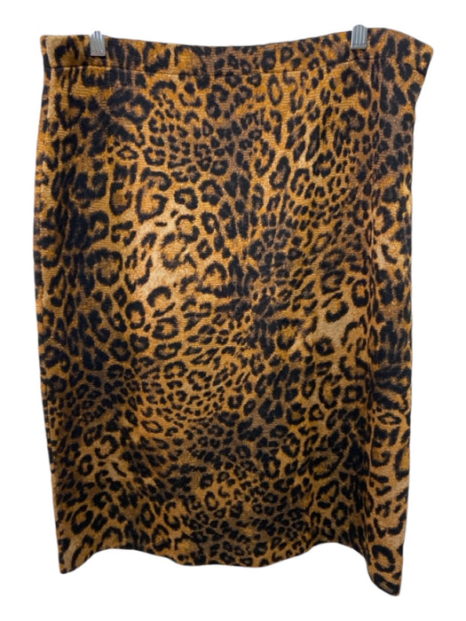 St. John Size L Brown & Black Rayon Blend Animal Print Elastic Waist Skirt Brown & Black / L