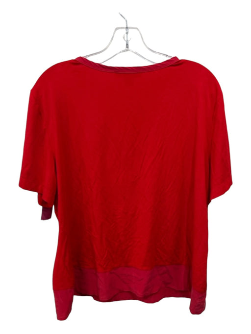 St. John Size XL Red Viscose Blend V Neck Top Red / XL