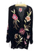 Johnny Was Size S Black Multi Rayon Embroidered Floral Round split neck Dress Black Multi / S