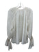 Ramy Brook Size M Cream & Gold Silk Shimmer Detail V Neck Smocked Sleeve Top Cream & Gold / M