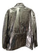 St John Size L Metallic Gold Cotton Blend Drawstring Waist Button Front Jacket Metallic Gold / L