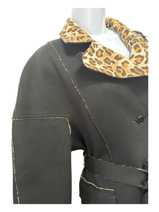 St John Size 10 Black & Beige Wool Reversible Animal Print Seam Detail Jacket Black & Beige / 10