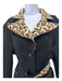 St John Size 10 Black & Beige Wool Reversible Animal Print Seam Detail Jacket Black & Beige / 10