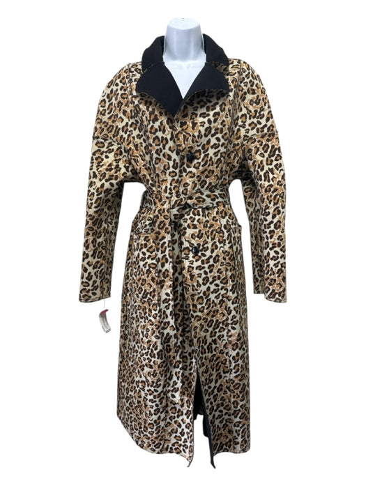 St John Size 10 Black & Beige Wool Reversible Animal Print Seam Detail Jacket Black & Beige / 10