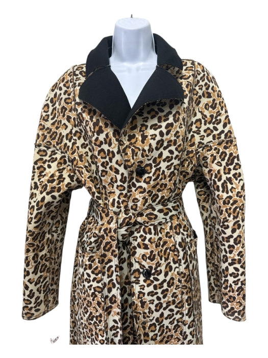 St John Size 10 Black & Beige Wool Reversible Animal Print Seam Detail Jacket Black & Beige / 10