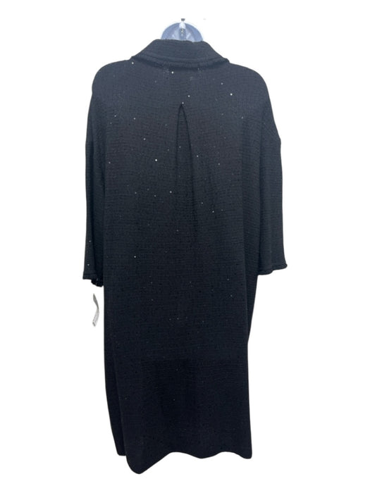 St John Couture Size 10 Black Wool & Rayon Long Sleeve Open Sequin Pockets Coat Black / 10