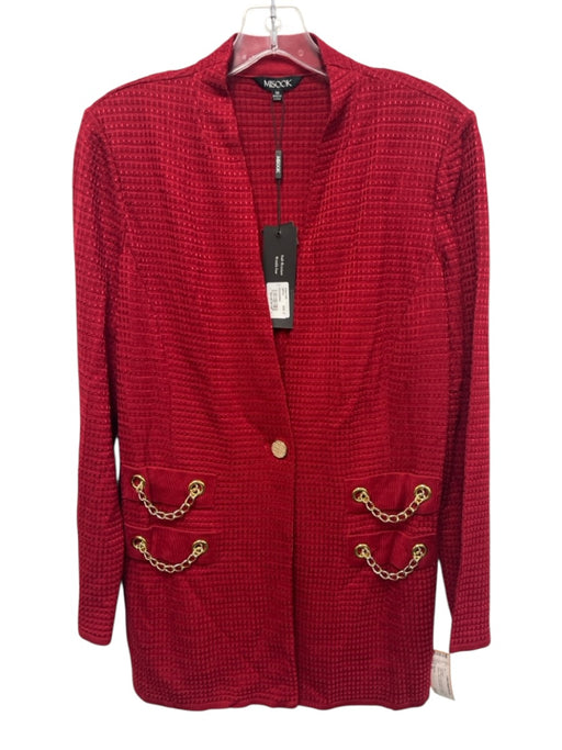 Misook Size M Red & Gold Acrylic & Nylon Long Sleeve Knit Gold Buttons Cardigan Red & Gold / M