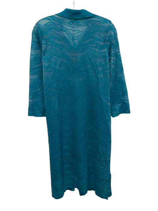 Misook Size S Teal Blue Acrylic & Polyester Long Sleeve Knit Buttons Cardigan Teal Blue / S