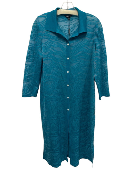 Misook Size S Teal Blue Acrylic & Polyester Long Sleeve Knit Buttons Cardigan Teal Blue / S