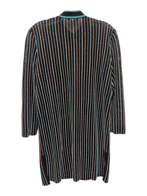 Misook Size S Black, Blue, Brown Polyester & Acrylic Long Sleeve Stripe Cardigan Black, Blue, Brown / S