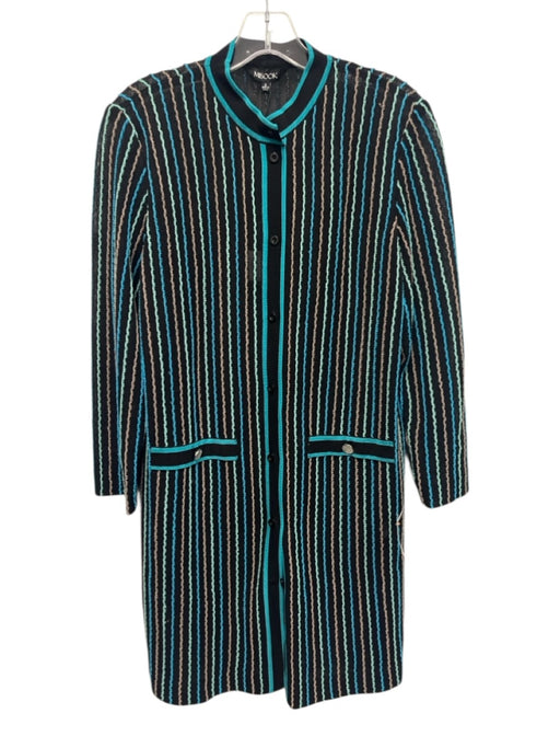 Misook Size S Black, Blue, Brown Polyester & Acrylic Long Sleeve Stripe Cardigan Black, Blue, Brown / S