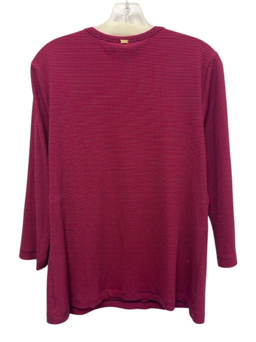 St. John Size L Red & Navy Blue Print Nylon & Spandex Long Sleeve Stripe Top Red & Navy Blue Print / L