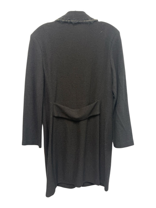 St. John Size 10 Black Wool & Rayon Long Sleeve Hook & Eye Pockets Coat Black / 10