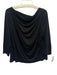 St. John Size L Black Lyocell 3/4 Sleeve Wide Neck Ruched Detail Top Black / L
