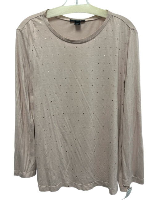 St. John Size M Blush Pink Viscose All Over Sequins Long Sleeve Boat Neck Top Blush Pink / M