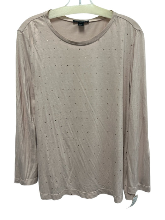 St. John Size M Blush Pink Viscose All Over Sequins Long Sleeve Boat Neck Top Blush Pink / M
